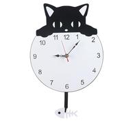 Generic Unique Cat Horloge murale silencieuse en acrylique Noir 40 x 25 cm Fonctionne avec piles