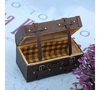 Generic Valise Miniature Rétro Classique, Joli Accessoire de Maison de Poupée 1:12 avec Compartiment en Bois et Housse en Tissu pour Scène de Maison de Poupée