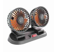 Generic Ventilateur de Refroidissement de Voiture, Circulateur à Double Tête avec Rotation à 360 ° pour Véhicules, Ventilateur de Tableau de Bord Portable 12 V pour le Confort du Conducteur et du