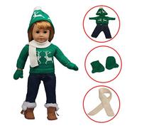 Generic Vêtements de Poupée d'hiver, Tenues Chaudes, Pull, Pantalon, écharpe, pour Poupées de 16 à 18 Pouces, Matériau en Peluche (Rouge)