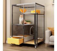 Generic Villa de luxe en métal pour chat - Parc pour chat robuste avec porte et bac à litière fermé pour intérieur/extérieur