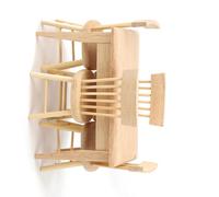 Generic Vivid Dollhouse Modèle de Bureau et de Chaise, Mini Meuble Mignon pour Maison de Poupée 1/12, Bureau et 4 Chaises, Matériau en Bois Sûr, Accessoires de Décoration Idéaux (Ensemble Table et