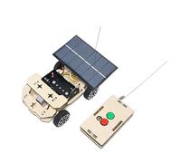 Generic Voiture Solaire Télécommandée sans Fil Modèle en Bois pour Enfants Projet Éducatif de Construction avec Moteur Électrique Science Expérience Kits