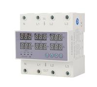 Generic Voltmètre Ampèremètre à Rail DIN triphasé, Dispositif de Protection de Courant à Réponse Rapide AC 230-300 V, Protecteur Automatique de surintensité avec Affichage Numérique (63A)