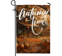 generic Woody Fall Lodge Drapeaux verticaux pour jardin, cour, cour, 30,5 x 45,7 cm, double face pour extérieur, citrouille d'automne, petits drapeaux de maison, porche, pelouse