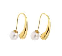 Generic XhWser Boucles d'oreilles en perles pour femme Style rétro français haut de gamme imitation laiton plaqué or véritable 18 carats