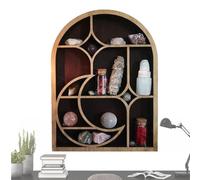Generico 1 x Moon Shelf - 30 x 40 cm Arch Shaped Decor, Wooden Boho Shelves For Bedroom, Mushroom Moon Shelf | Rustic Style Aesthetic Crystal Storage Wall Hanging Shelves For Bedroom, Living Room,