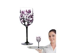 Genérico 1 x verre à vin peint à la main - Four Seasons Tree Glassware | Goblets Painted 450 ml | Art Wine Glasses, Crafted Glassware Accessories For Wines, Cocktails, Birthdays, Wedding, Valentines