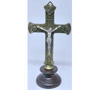 Generico 10.064.40 croix crucifix troisième millénaire laiton avec base bois père fils esprit saint paix