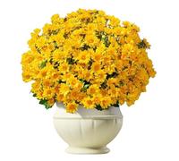 Generico 10-Bundle Fake Mums - Fall Mums Artificial Flowers | Weather Resistant Plants Home Decorations For Yard Vase Balcony Backyard Desktop Bedroom Entrance Porch