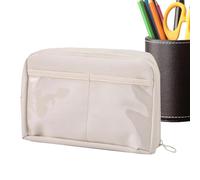 Generico 12 Compartment Pencil Bag, Portable Organizer Bag, School Stationery Bag, Large Capacity Pencil Bag Portable School Stationery Organizer with Carrying Handle for Students, Creamy,