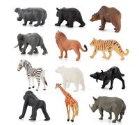Generico 12 Pièces Animaux Figures Jungle - Zoo Jouets en Plastique pour Enfants, Mini Figures Animaux de la Jungle pour Enfants