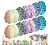 Generico 14 pièces Hand-Knitted Mini Easter Egg Set | Crochet Yarn Holiday Ornament Assortment | Colorful Woven Décor for Basket Tree Table | Spring Craft Collectible Display