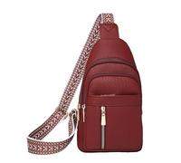 Generico 2024 Multi-Pocket Sling Bag | Imperméable PU Leather, 18 x 6 x 30 cm, 350 g | Small Chest Purse For Women | Vintage Shoulder Bag In Green, Red, Kaki, White Or Black, rouge, riferimento