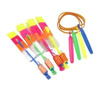 Generico 25pcs Hélicoptère Voler Jouet, Slingshot Fusée, Flying Toy, LED Lanceur, Lumineux, Volants