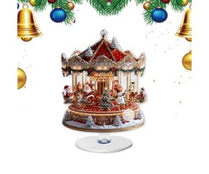 Generico 2D acrylique décoration de Noël pour bureau | décoration d'arbre de Noël, roue panoramique, carrousel et panneau | centre de table de bureau - pour maison, bureau, étagère mobile TV