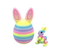 Generico 3D Printed Easter Egg Filaments 5 cm, Interactive Rainbow Gradient Egg with Movable Rabbit | Desktop Ornament for Home, Bedroom, Living Room, Office, Party, Birthday, Childr