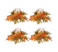 Genérico 4-Piece Autumn Harvest Table Centerpiece - Candle Wreath Rings