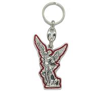 Generico 50.462.31 007ROS Porte-clés religieux Saint Michel Archange Michael Argent Émaillé Rouge