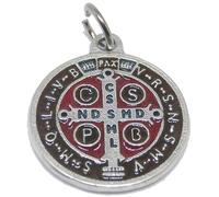 Generico 60.048.31 médaille de saint béni argent émaillé à la main mesure 2 cm 20 mm avec anneau brun rouge