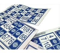 Generico 600 Cartes Carton de Loto Bingo - Traditionnel de 90 Boules (Bleu)