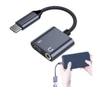 Generico Adaptateur jack type C casque - Dongle audio Jack pour casque USB C à 3,5 mm,Adaptateur 2 en 1, câble USB de type C à charge rapide, câble audio pour téléphones tablettes