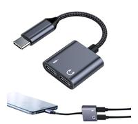 Genérico Adaptateur type C prise casque - Dongle audio USB C 3,5 mm, répartiteur de courant à charge rapide 2 en 1, connecteur de câble auxiliaire, convertisseur numérique de son haute