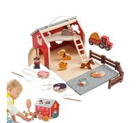 Generico agricoles en bois - Tri des éducatifs | Empilables | Ensemble pour enfants avec animaux de la ferme, jouets éducatifs empilables avec grange, fermier et plus encore