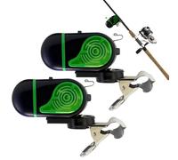Generico Alarme morsure pour canne à - alarme morsure pour avec son et lumière LED - 2 pièces Équipement réglable avec clip pour bassins nocturnes de rivières d'eau salée