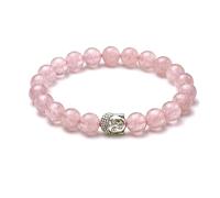 Generico Alchimia Bracelet zen avec Bouddha et pierres naturelles véritables, élégant, hypoallergénique, sans nickel, protection d'énergie positive, Moyen, Pierre, Quartz
