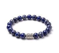 Generico Alchimia Bracelet zen avec Bouddha et pierres naturelles véritables, élégant, hypoallergénique, sans nickel, protection d'énergie positive, Moyen, Pierre, Quartz