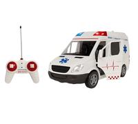 Generico Ambulance télécommandée jouet avec lumières sonores sirène portes ouvrantes autoambulance grande échelle 1:16 radiocommande premiers secours sons lumières LED mouvement véhicule secours (A)