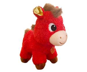 Generico Animal peluche forme de cheval - mascotte chanceuse du zodiaque, de cheval peluche douce | Adorable figurine de l'année de, cadeau de collection, événement azi