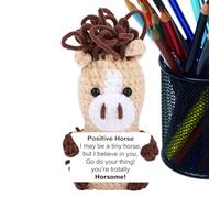 Genérico Animaux à crocheter positifs, cheval drôle en tissu sympathique - Animaux en crochet, pour compagnons, amis, hommes, femmes, anniversaire, Noël, cadeau de Noël, maison,
