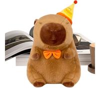 Genérico Animaux en peluche pour enfants | Peluche Capibara anniversaire cadeau animal | Poupée à nouer avec bonnet, compagnon relaxant pour dormir à la maison, voiture, canapé, bureau, voyage