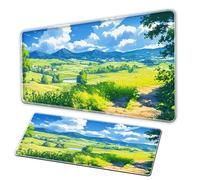 Generico Anime Landcape Mousepad, XXL game keyboard pad, large pad with anti slip rubber base - surface lisse - office anime desktop mousepad - large computermousepad (C, 90 × 50 cm)
