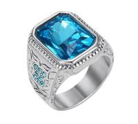 Generico Anneaux bling, bagues en strass pour hommes,Bagues Vintage - Luxe Bleu Strass Hip Hop Rock bling bling bling Taille 7/8/9/10/11/11/13 pour les hommes, IO, Acier titane, Se référer à la
