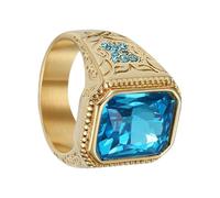 Generico Anneaux bling, bagues en strass pour hommes,Bagues Vintage - Luxe Bleu Strass Hip Hop Rock bling bling bling Taille 7/8/9/10/11/11/13 pour les hommes, E, Acier titane, Se référer à la