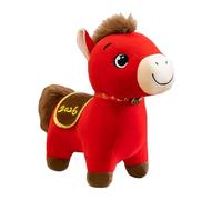 Generico Année 2026 Statue de la Mascotte du Cheval - Peluche du Cheval Chanceux, Confortable étreinte, Mascotte du Zodiaque Rouge | Figurine de 15 Pouces pour Anniversaire,