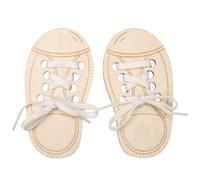 Generico Apprendre à Attacher Les Chaussures - Jouet en Bois de 7,08 Pouces, éducatif pour | Design en Bois Naturel : Jouet éducatif avec laçage, idéal pour pratiquer