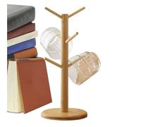 Genérico Arbre en bois - Grille de rangement de tasse, tasses en bois | Organisateur de plan de travail durable avec 6 crochets, crochet de tasse économisant de l'espace pour l'armoire de cuisine