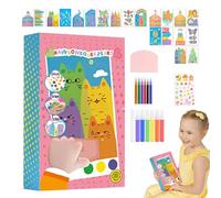 Generico Art Scratch Paper, Squeegee Art Kids Paint Kit - Art arc-en-ciel éducatif coloré, matériaux de scratchboard pour enfants, voyages, famille, amis, Pâques, anniversaire