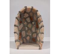 Generico ArteSacraCaravaggio Grotte artisanale en marbre beige inserts marbre rouge Vérone et base en grès 20,5 x 14,5 cm fait entièrement à la main idéal pour statues de 14 à 16 cm