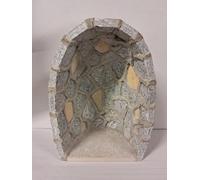 Generico ArteSacraCaravaggio Grotte pour statue artisanale en granit avec inserts en marbre beige 29 x 20 cm fabriquée entièrement à la main