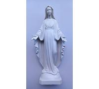 Generico ArteSacraCaravaggio Statue Madonna Miraculeuse ou Immaculée, en marbre résine blanche, 60 cm (23,62 pouces) pour intérieur et extérieur, fabrication artisanale italienne