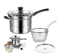 Genérico Autocuiseur multifonctionnel profond en acier inoxydable avec panier, passoire et vapeur Idéal pour frire nouilles, soupes, légumes, ragoûts, cuisine quotidienne, maison