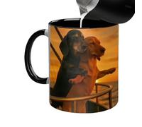 Generico Avec Chien - Avec Paire De Teckel - Mignon Tažza à Café En Céramique De 11 Onces, Iconique D'amour | 8 X 9,5 Cm Romantique Cadeau D'anniversaire De Mariage Pour Les Amateurs De Can