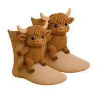 Generico Avec motifs animaux tricotés 3D - chauds pour réchauffer les pieds, idéal pour femme homme et adulte, adapté à l'hiver automne pour une utilisation en intérieur, cadeaux parfaits pour Noël et