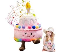 Genérico avec Musique - Anniversaire Musical Gâteaux Musicaux en Peluche en Forme de Gâteau Oreiller pour Chanter Peluche Douce Joue Une Chanson