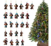 Generico Avent avec pendentif teckel de Noël - 24 pièces compte à rebours avec pendentif de Noël en acrylique 2D, créatif pour fêtes | Décorations pour la maison pour les vacances, le rhin